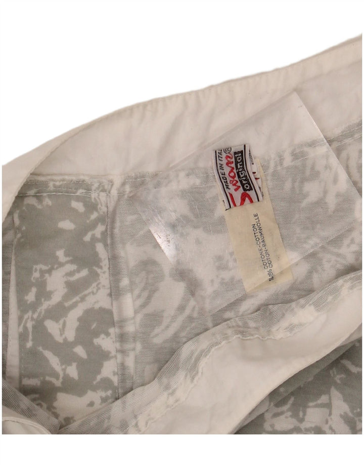 VINTAGE Womens Abstract Pattern Blouse Top UK 16 Large Grey Cotton