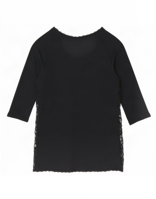 Zara Dame Se Through Top 3/4 ærme UK 12 Medium Sort