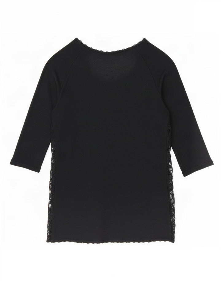 Zara Dame Se Through Top 3/4 ærme UK 12 Medium Sort