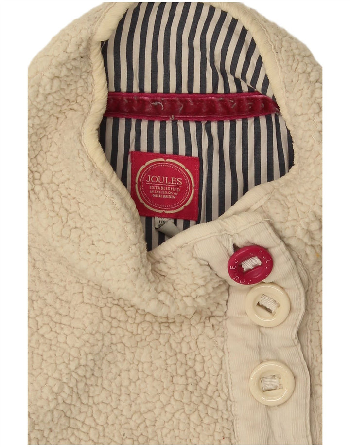 Joules Dame Button Neck Fleece Jumper UK 12 Medium Off White