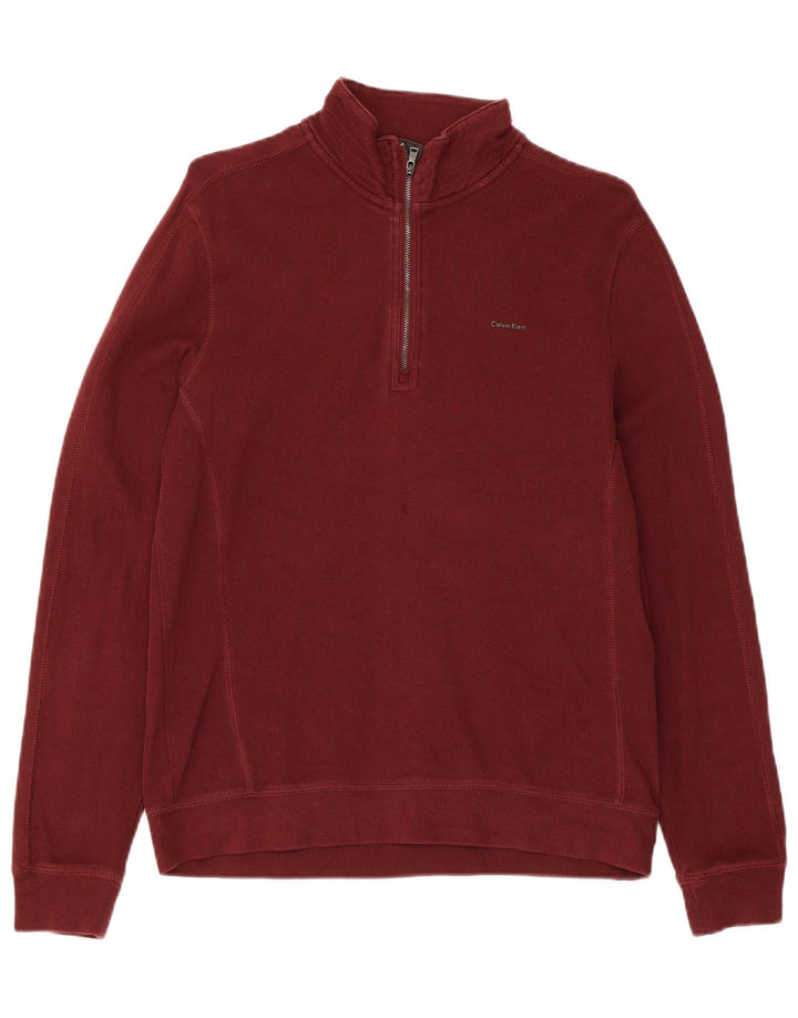 Calvin Klein Sweatshirt med lynlås til mænd, lille rødbrun bomuld