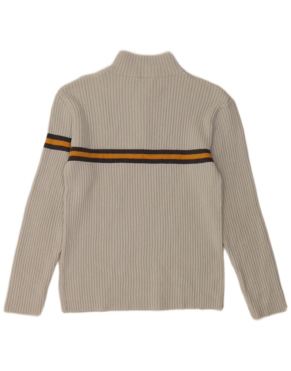 FILA sweater med lynlås til kvinder UK 10 Lille grå stribet uld