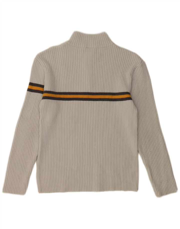 FILA sweater med lynlås til kvinder UK 10 Lille grå stribet uld