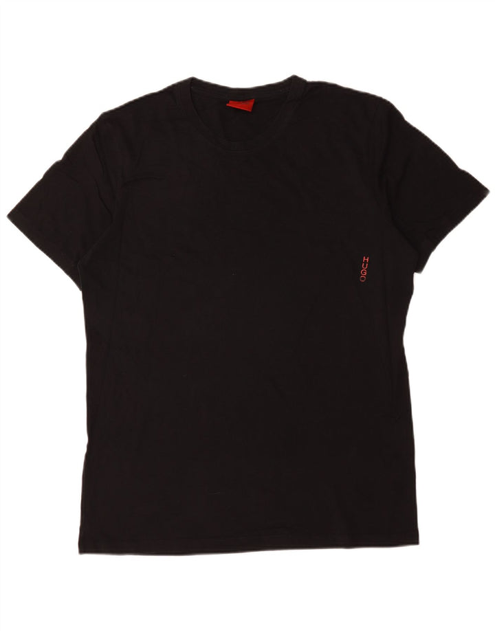 Hugo Boss Herre T-Shirt Top Stor Sort Bomuld