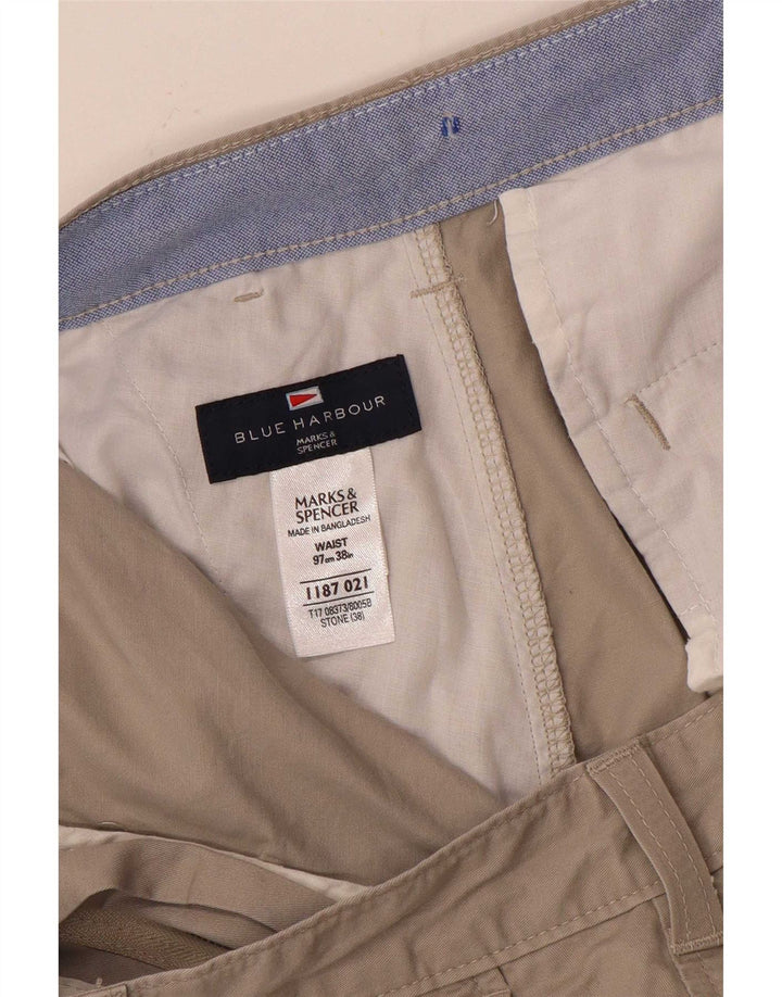 Marks & Spencer Herre Blue Harbor Chino Shorts W38 XL Beige Bomuld