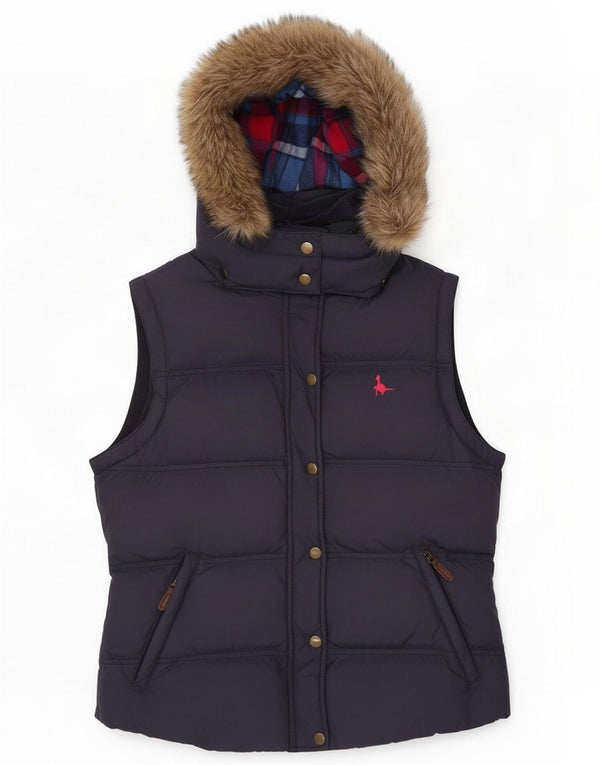Jack Wills Dame Hooded Padded Gilet UK 12 Medium Navy Blue