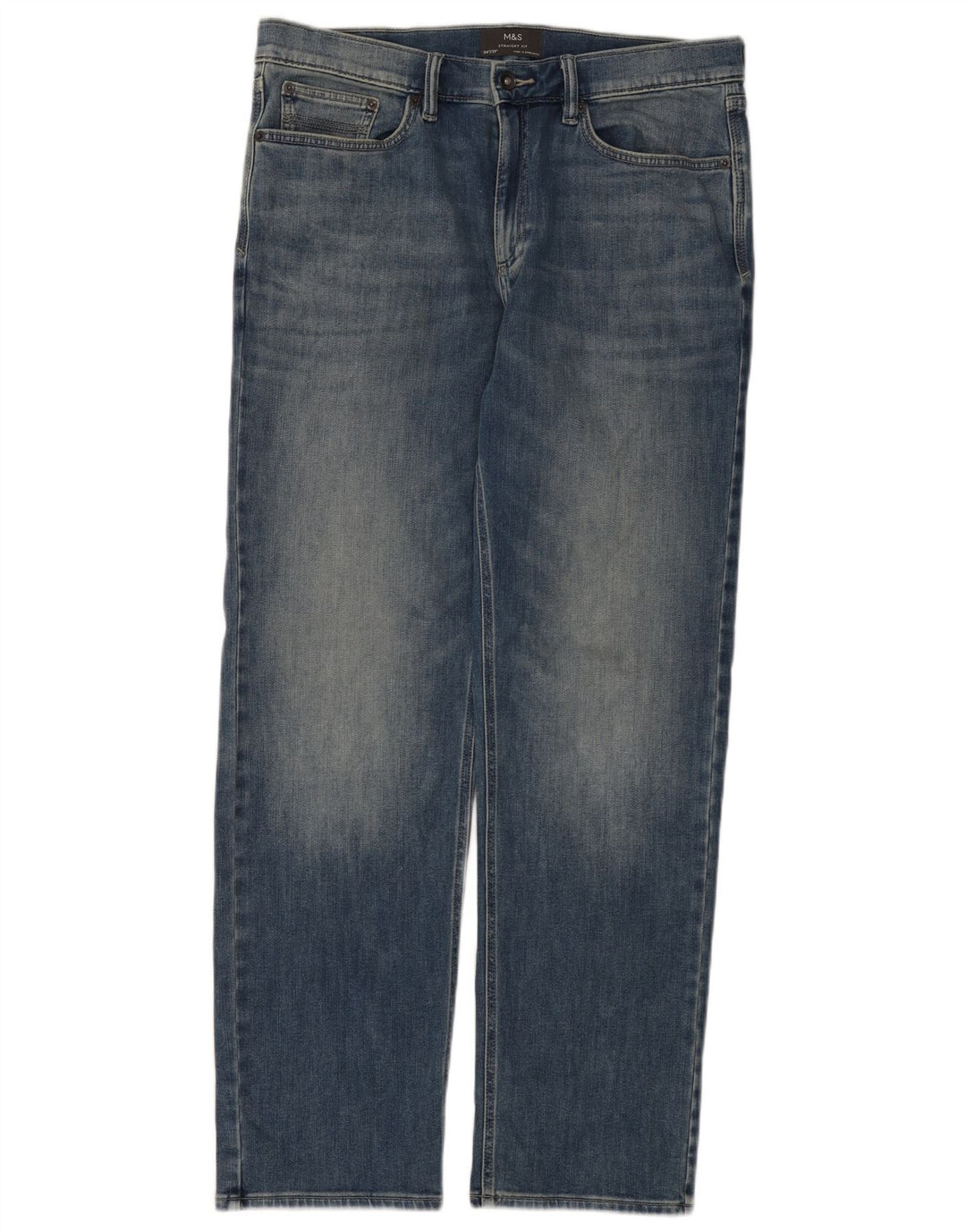 Marks & Spencer Straight Jeans til mænd W34 L31 Blå bomuld