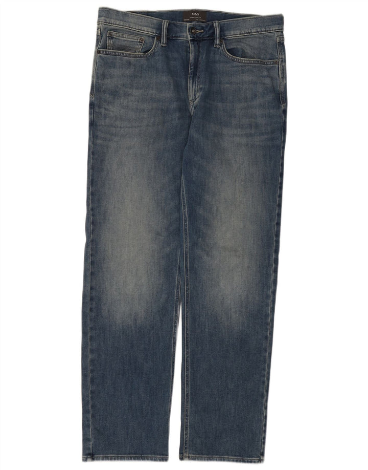 Marks & Spencer Straight Jeans til mænd W34 L31 Blå bomuld