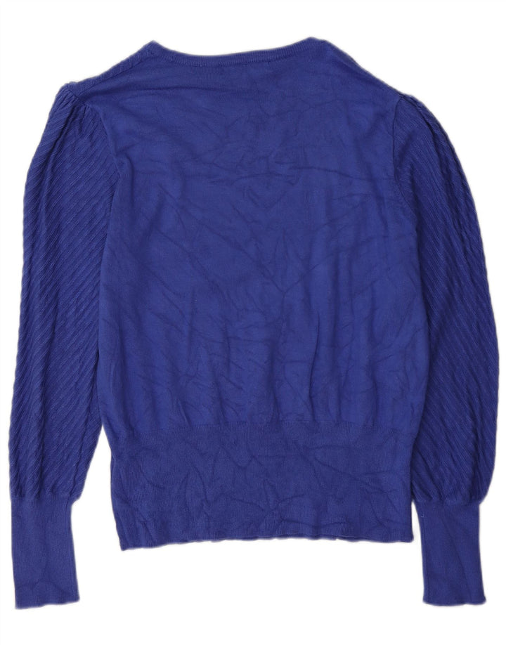 Marks & Spencer Dame Boat Neck Jumper Sweater UK 16 Large Blue Viscose