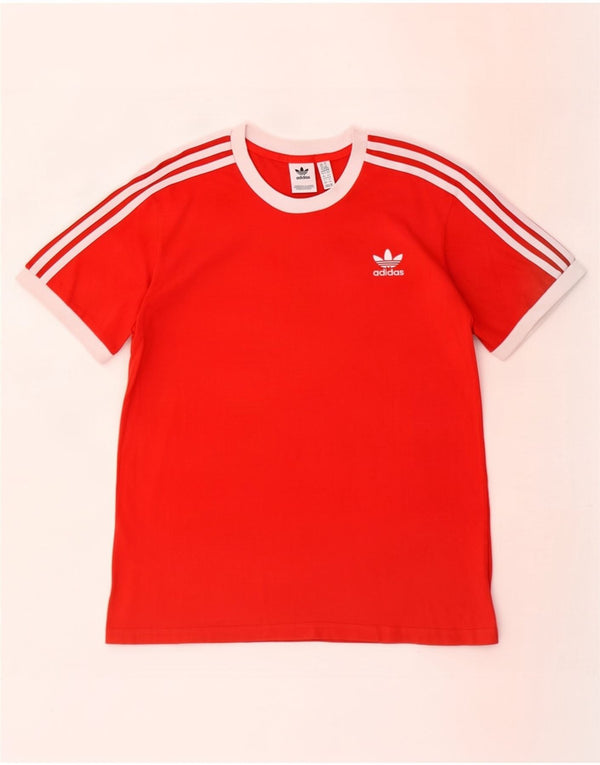 Adidas Dame T-Shirt Top UK 18 XL Rød Colourblock