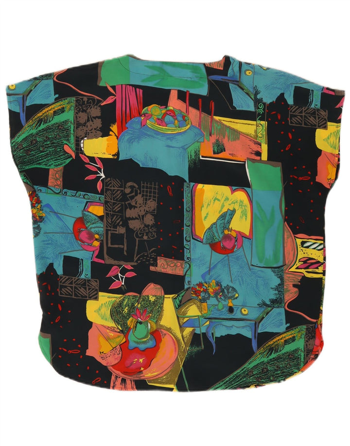 NY HURTIGT Dame Abstrakt Mønster Bluse Top EU 42 Stor Sort Polyester