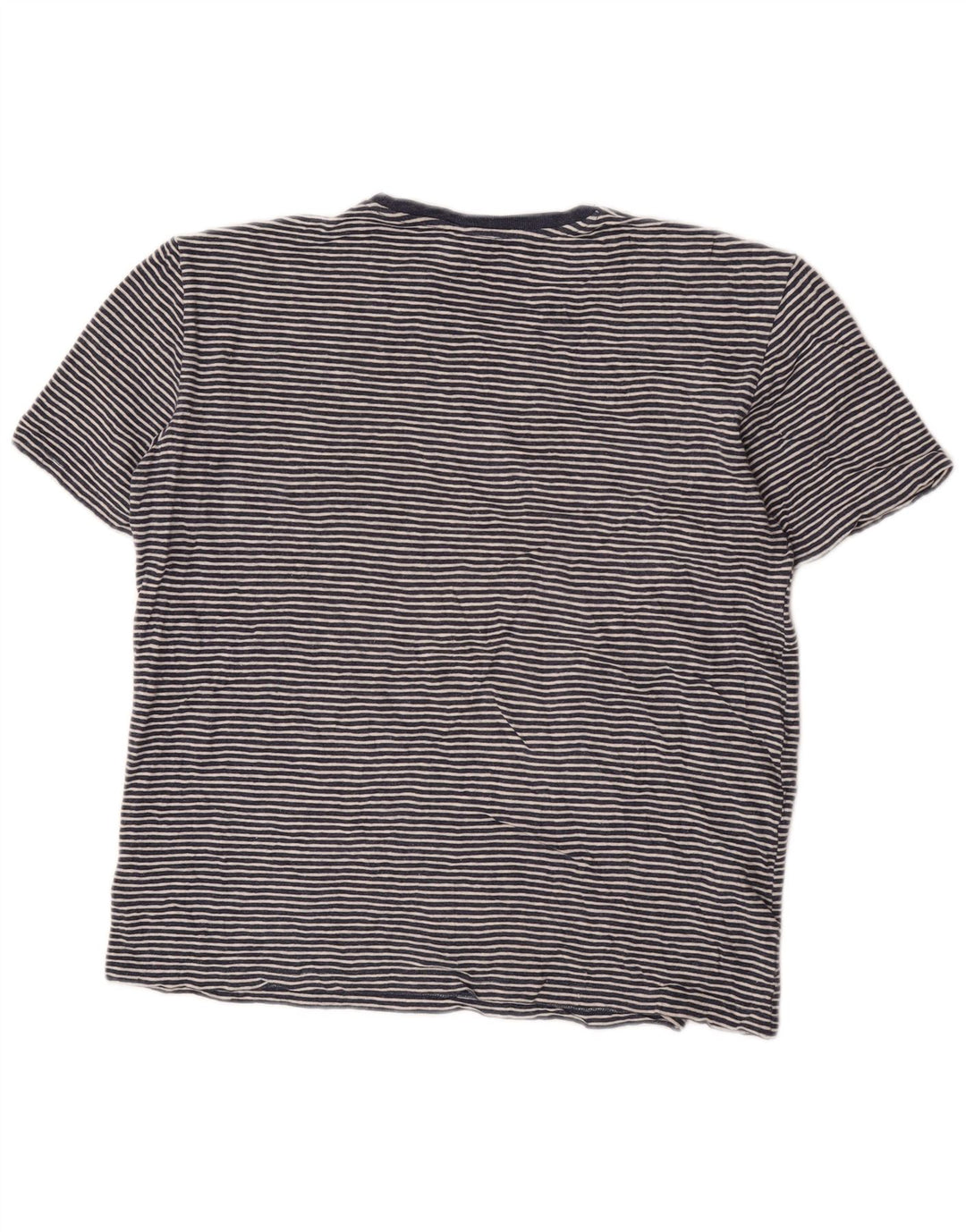Cos Herre T-Shirt Top Medium Blå Stribet Bomuld