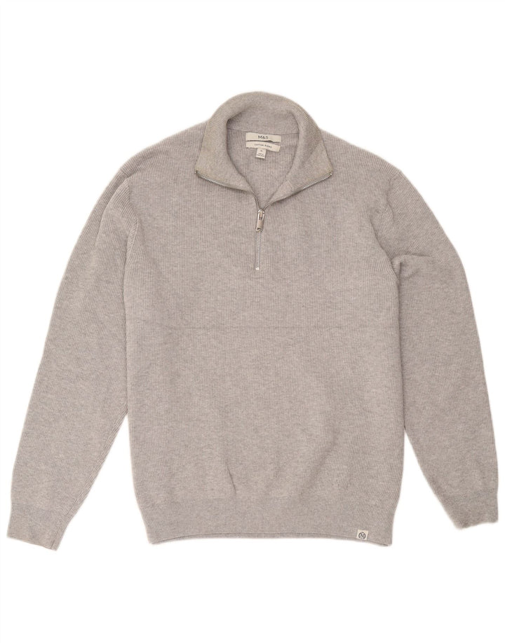 Marks & Spencer herre sweater med lynlåshals XL grå bomuld