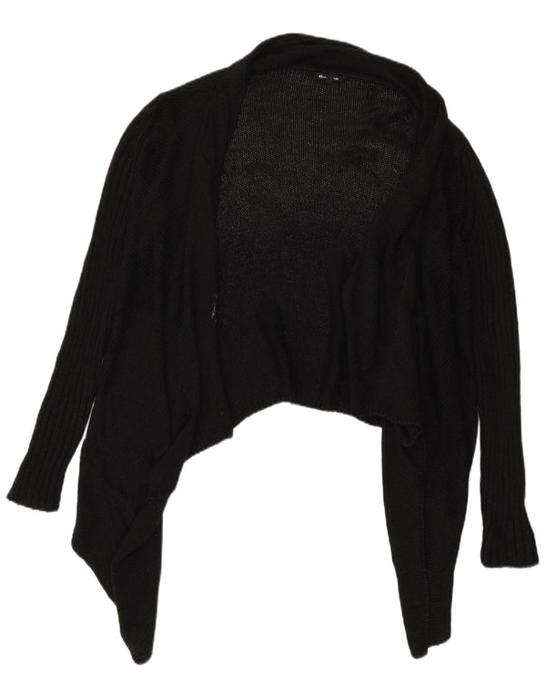 Massimo Dutti Womens Open Cardigan Sweater UK 14 Medium Black Acetate