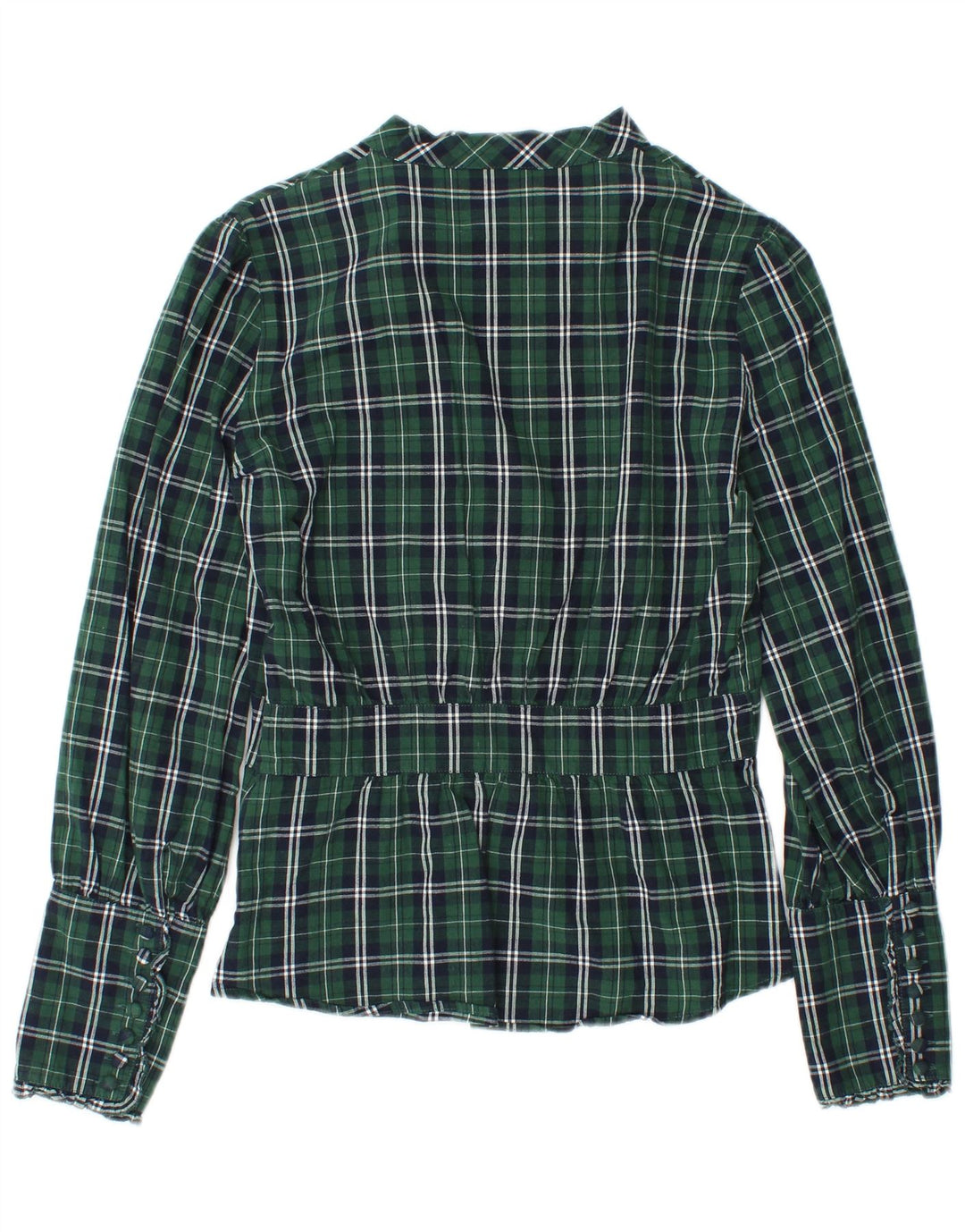 WAREHOUSE Dame Langærmet Bluse Top UK 12 Medium Green Check