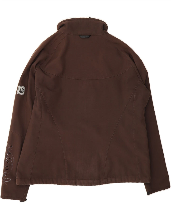 JACK WOLFSKIN Womens Graphic Windbreaker Jacket UK 16 Large Brown Vintage Jack Wolfskin and Second-Hand Jack Wolfskin from Messina Hembry 