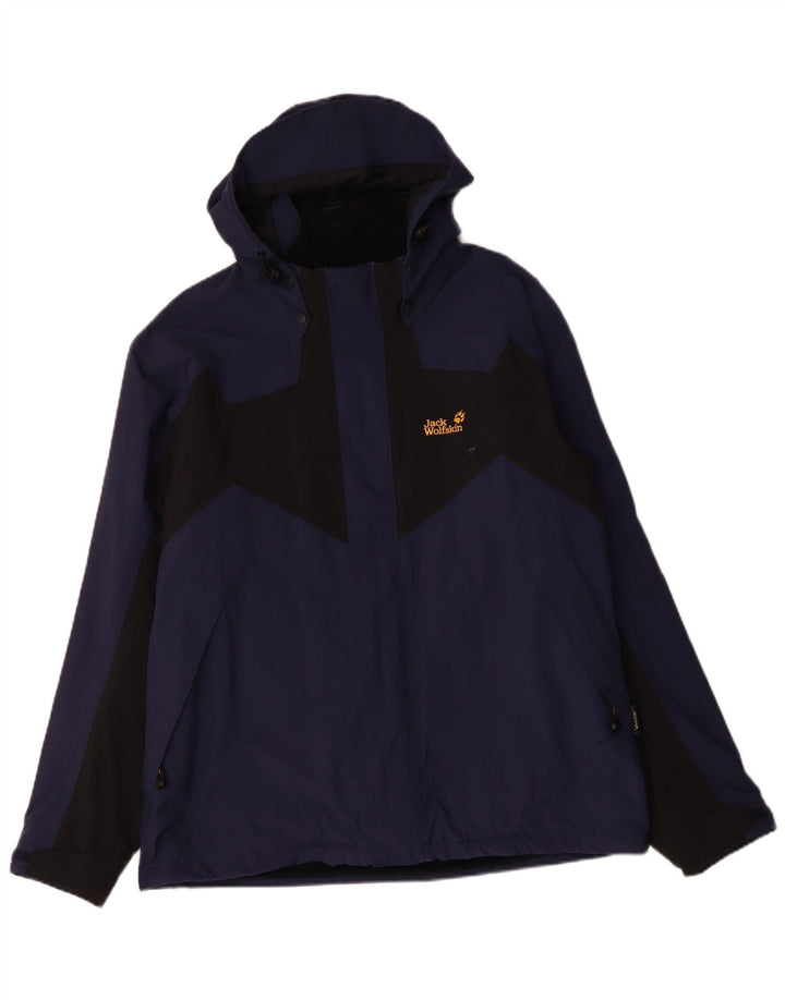 JACK WOLFSKIN Herre Hættevindjakke UK 44 2XL Blå Colourblock
