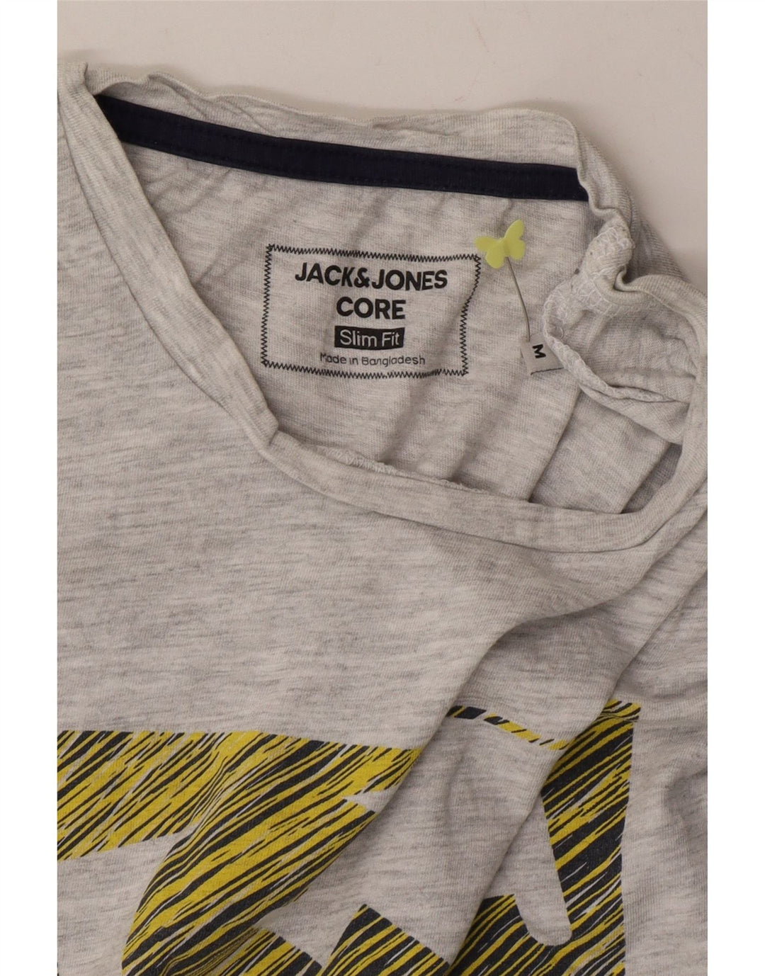 JACK & JONES Mens Slim Fit Graphic T-Shirt Top Medium Grey Cotton Vintage Jack & Jones and Second-Hand Jack & Jones from Messina Hembry 