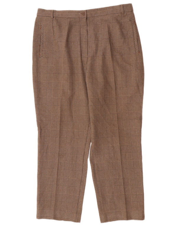 Marks & Spencer Kvinder Højtaljede Suit Bukser UK 18 XL W34 L27 Brun