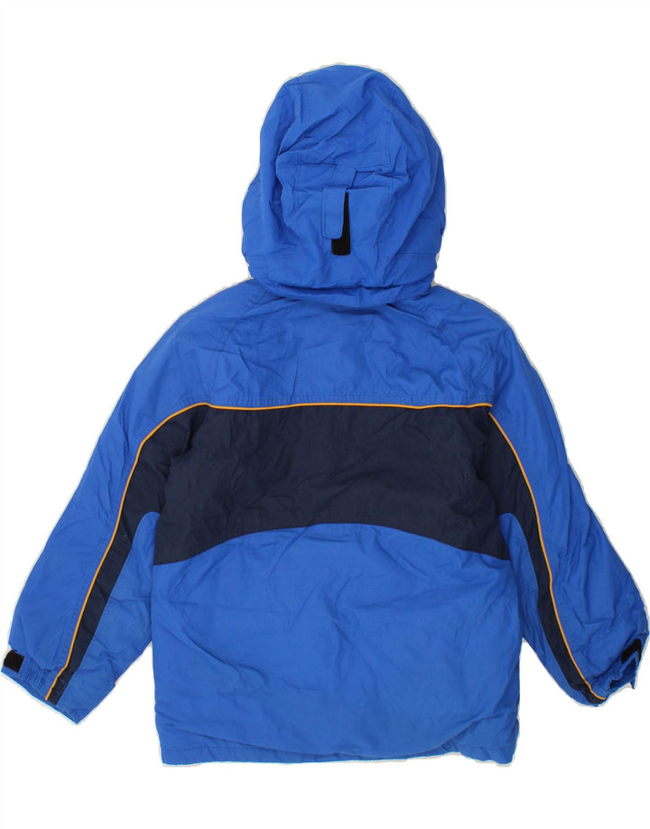 COLUMBIA Boys Hooded Windbreaker Jacket 7-8 Years Blue Colourblock Vintage Columbia and Second-Hand Columbia from Messina Hembry 