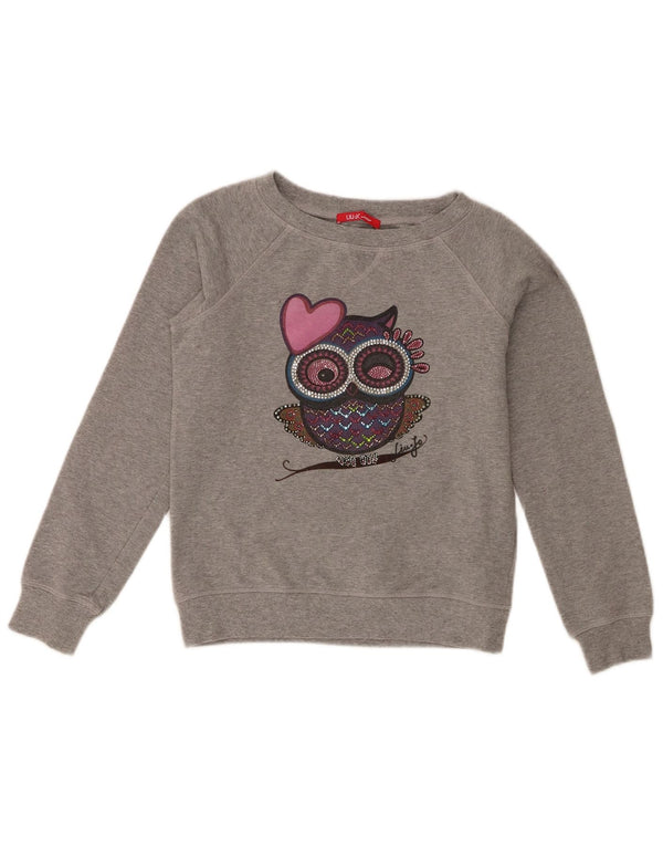 Liu Jo Girls Grafisk Sweatshirt Jumper 11-12 år Grå Bomuld
