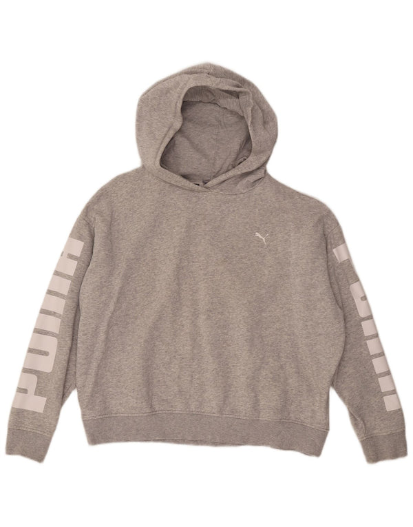 PUMA Graphic Oversized Hoodie Jumper UK 16 Stor Grå Bomuld