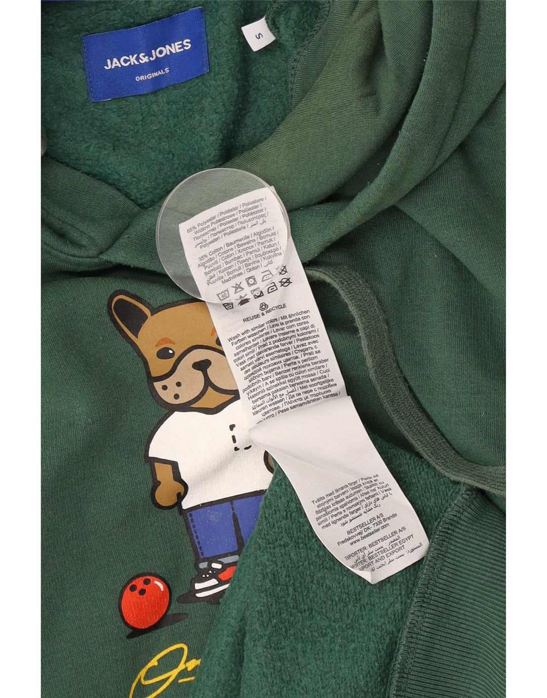 Jack & Jones Grafisk hættetrøje til mænd, lille grøn polyester