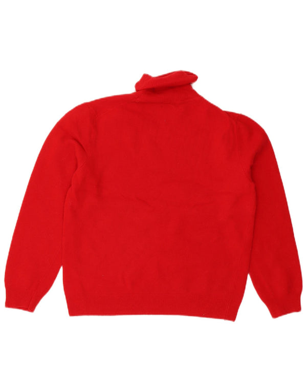 Benetton Dame Crop Roll Neck Jumper Sweater UK 10 Small Red