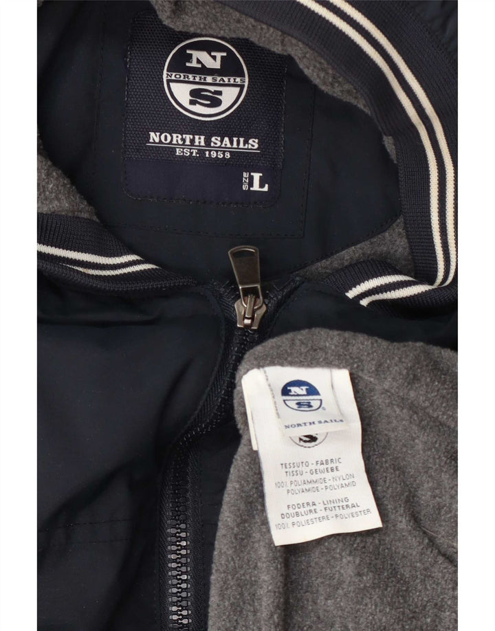 North Sails Herre Hooded Bomber Jacket UK 40 Large Navy Blue Polyamide