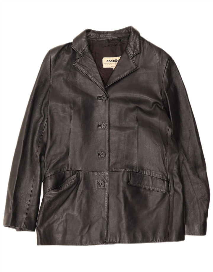 Conbipel dame læder 4-knaps blazerjakke IT 48 XL Sort