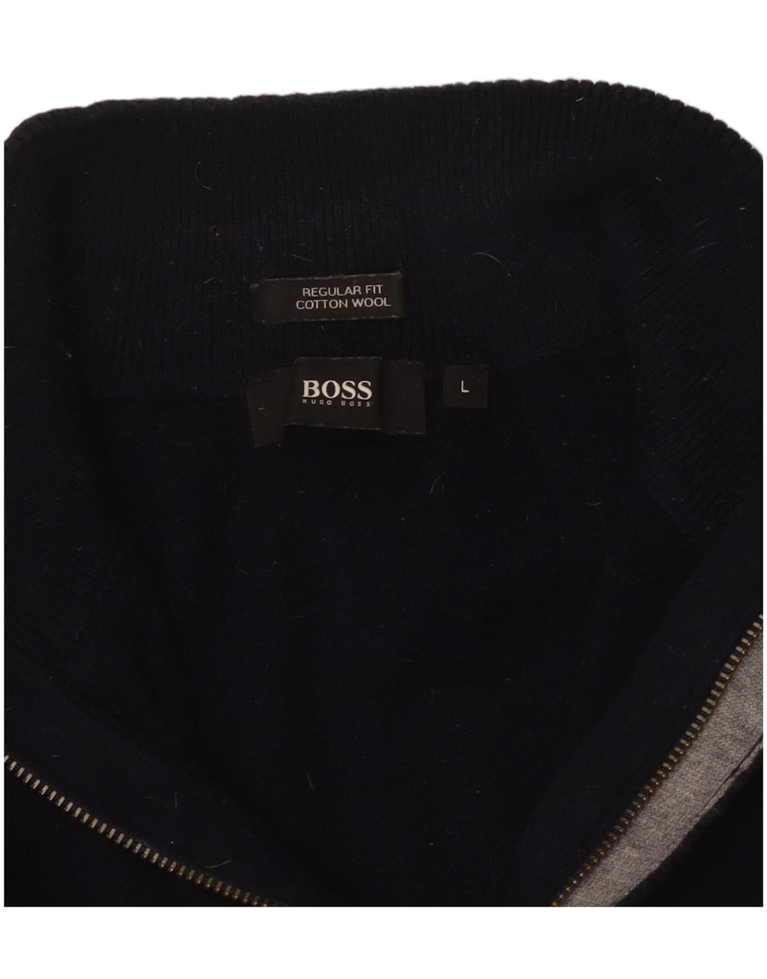 HUGO BOSS Herre Regular Fit Zip Neck sweater Stor marineblå bomuld