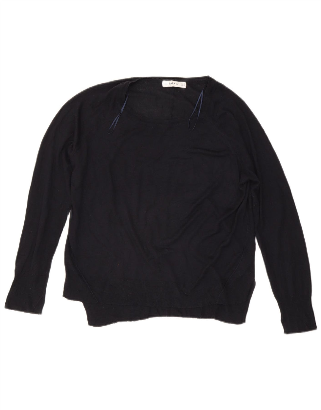 Zara Dame Boat Neck Jumper Sweater UK 14 Medium Navy Blue