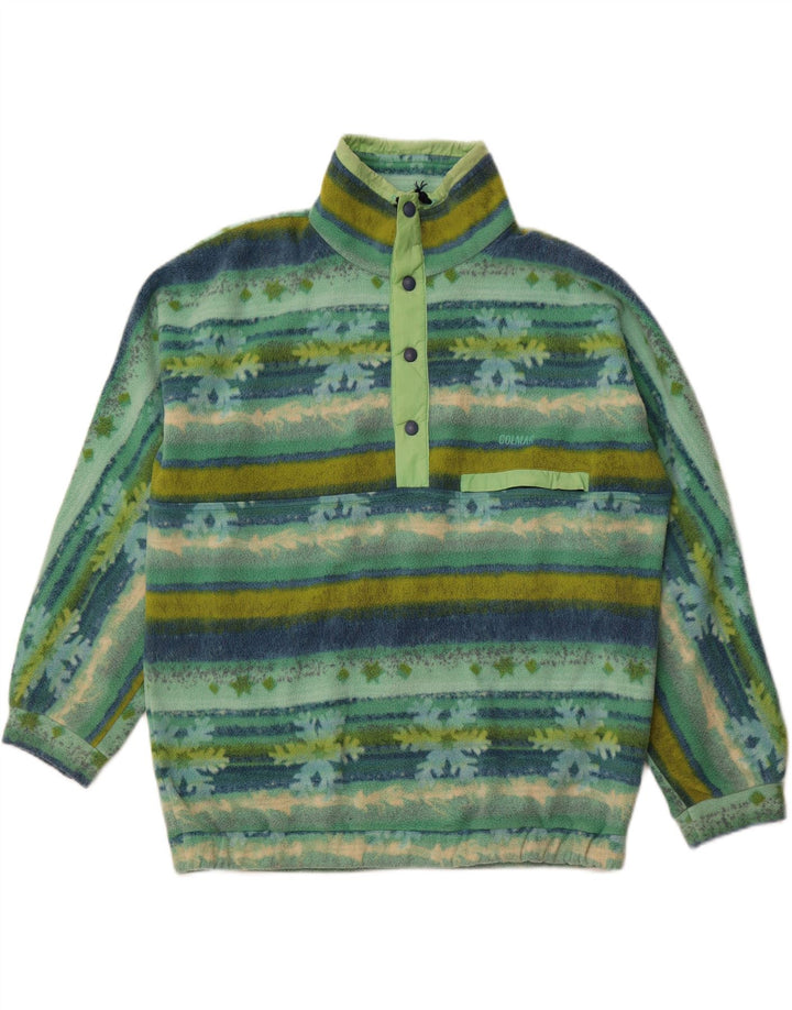 COLMAR Herre Button Neck Fleece Jumper XL Green Fair Isle