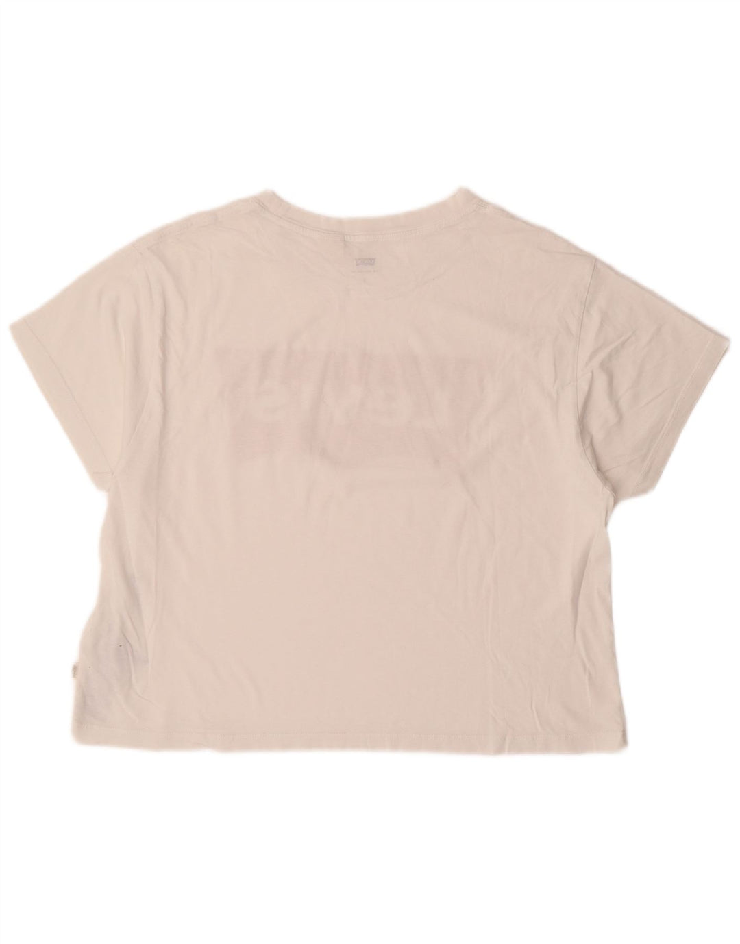 LEVI'S Womens Crop Oversized Graphic T-Shirt Top UK 10 Small White Cotton