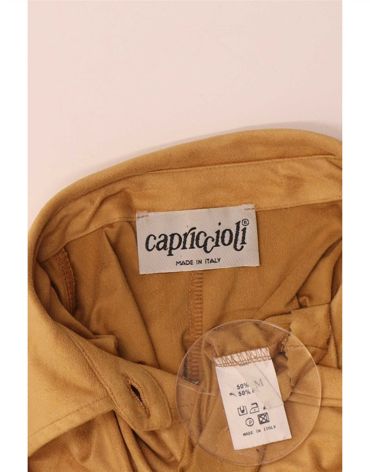 Vintage Dame Oversized Skjorte Bluse UK 14 Medium Yellow Viscose