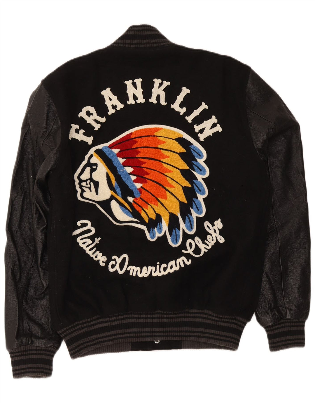 Franklin Marshall Herre Varsity Jacket UK 38 Medium Black Colourblock