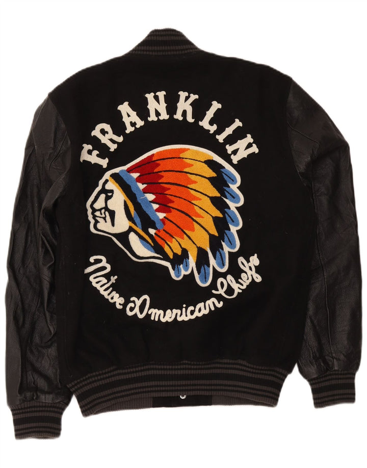 Franklin Marshall Herre Varsity Jacket UK 38 Medium Black Colourblock