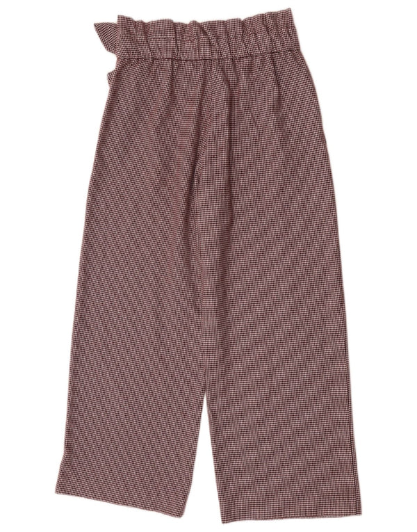 Zara Dame Højtalje Capri Bukser Small W26 L23 brun ternet polyester