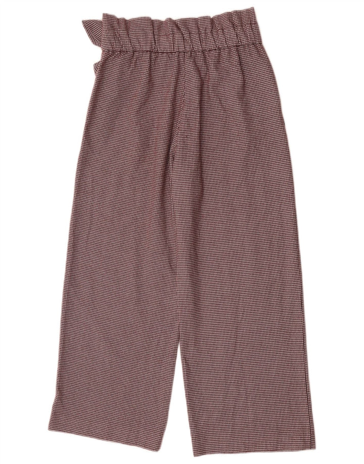 Zara Dame Højtalje Capri Bukser Small W26 L23 brun ternet polyester