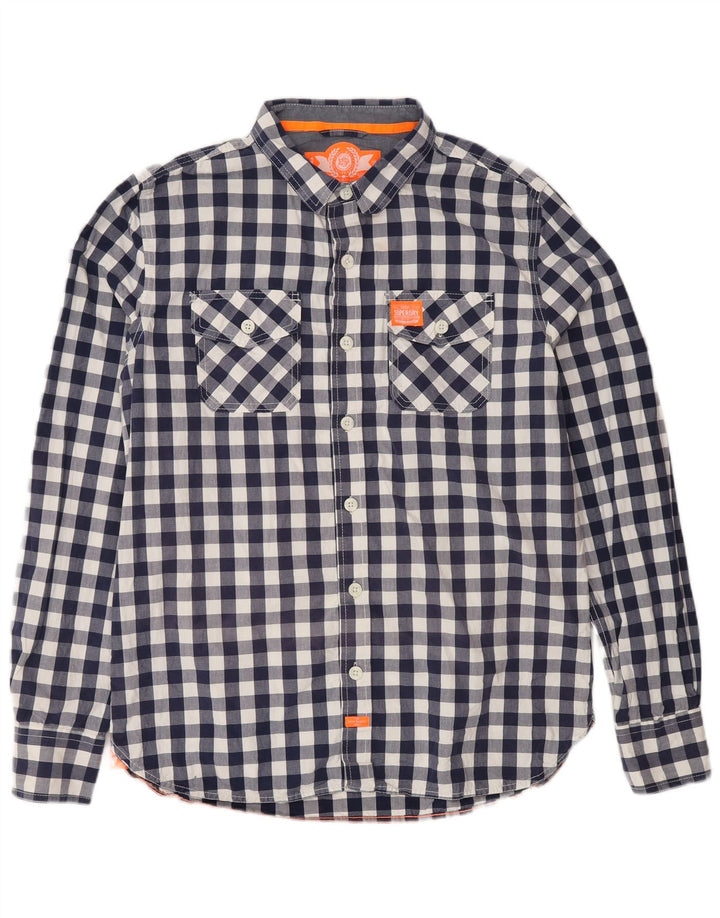 Superdry herreskjorte 2XL marineblå Gingham bomuld