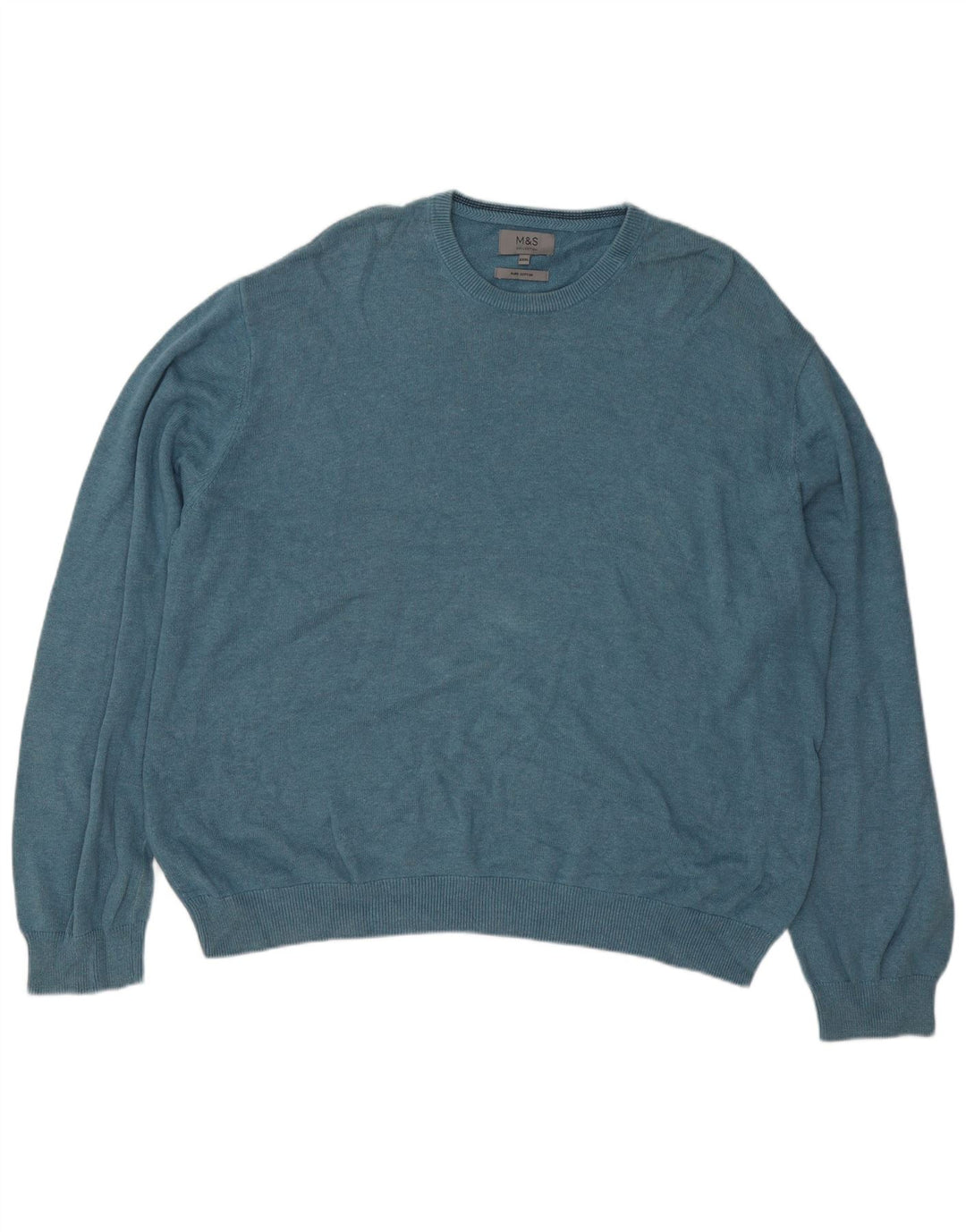 Marks & Spencer herre sweater med rund hals 3XL blå bomuld