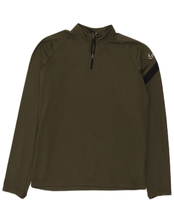 Nike Boys Pullover med lynlås-hals træningsdragt Top 13-14 år XL Khaki Colourblock