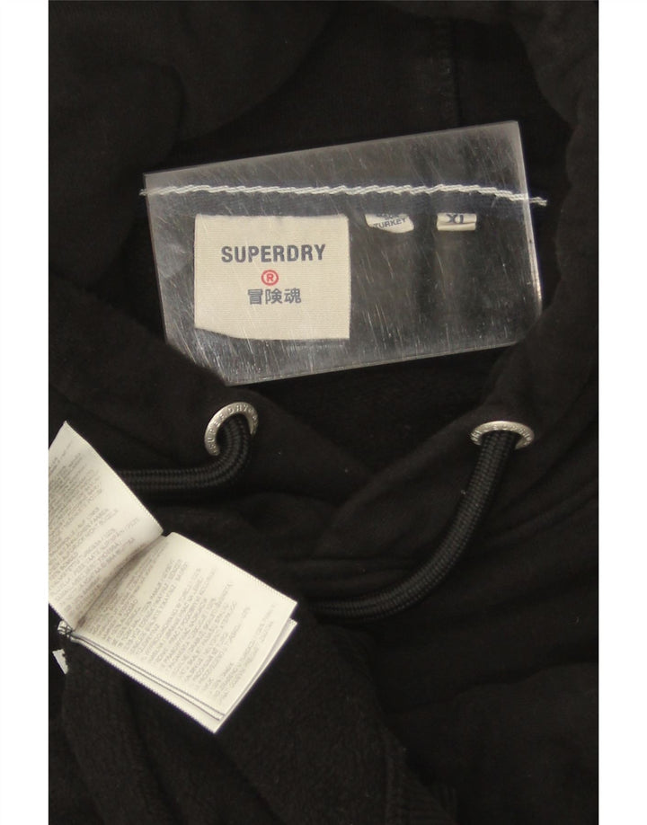 SUPERDRY Grafisk hættetrøje til mænd XL Sort bomuld
