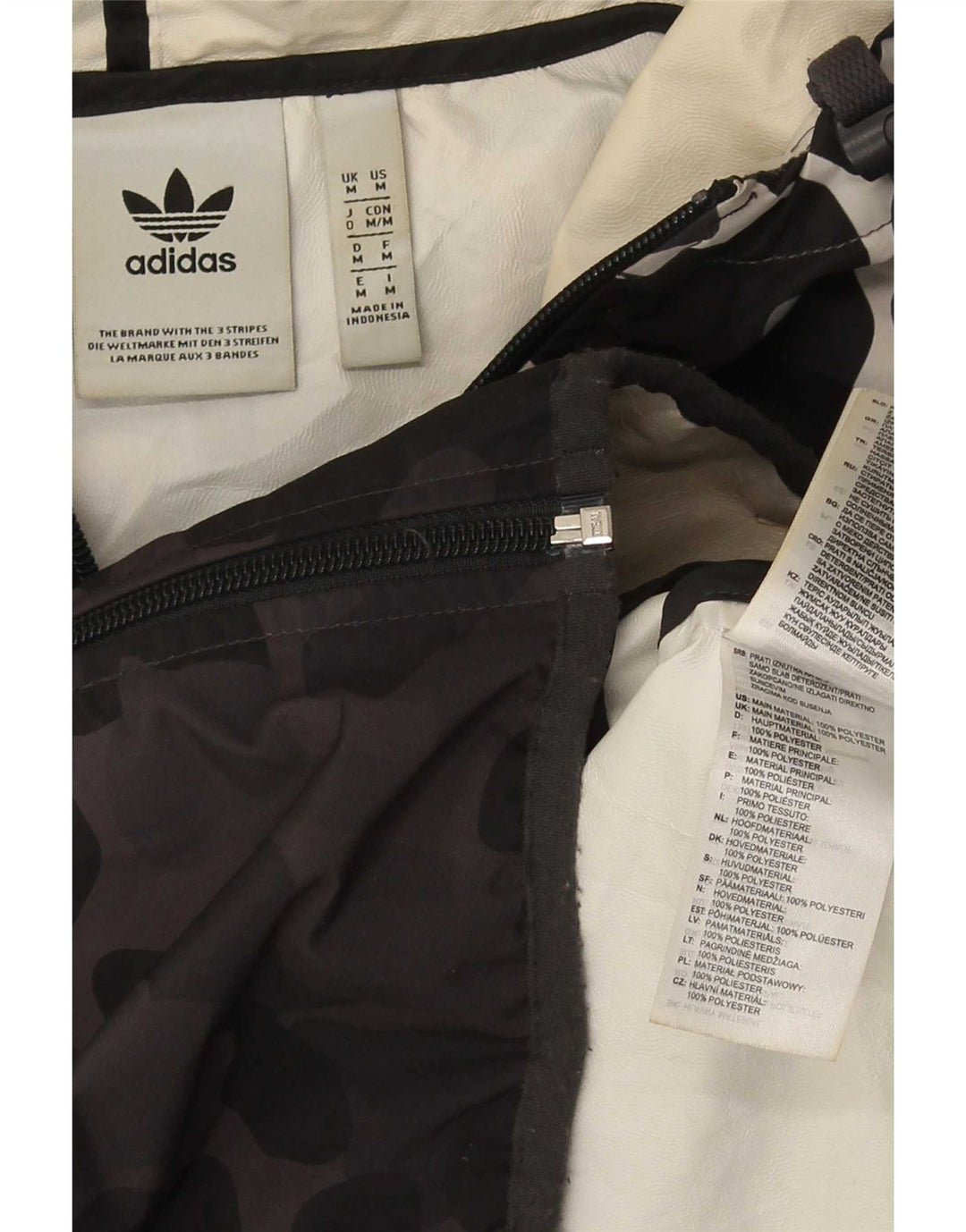 Adidas Regnjakke med hætte til mænd UK 38 Medium Grey Camouflage Polyester