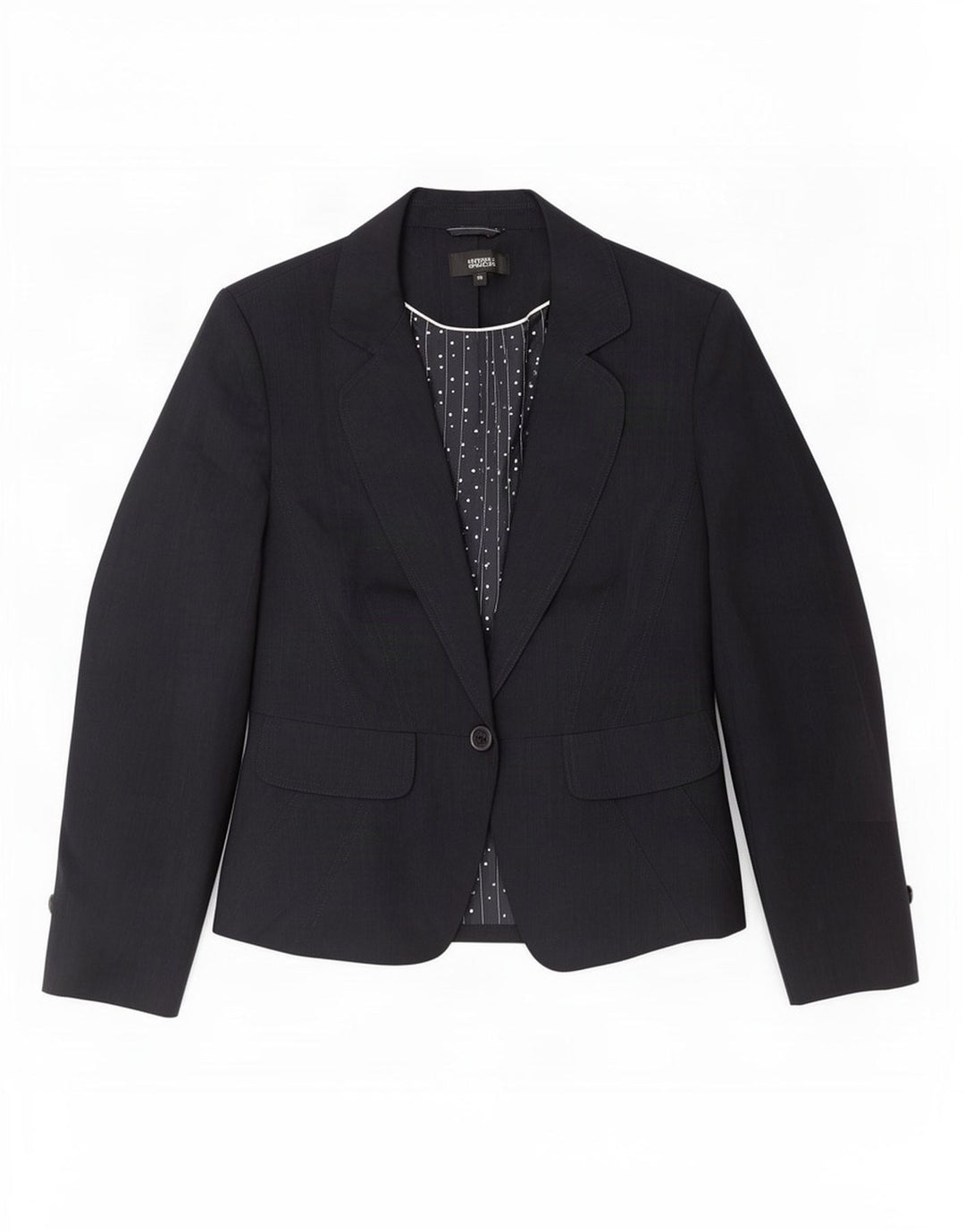 Marks & Spencer Dame 1-knaps blazerjakke UK 14 Medium Navy Blue