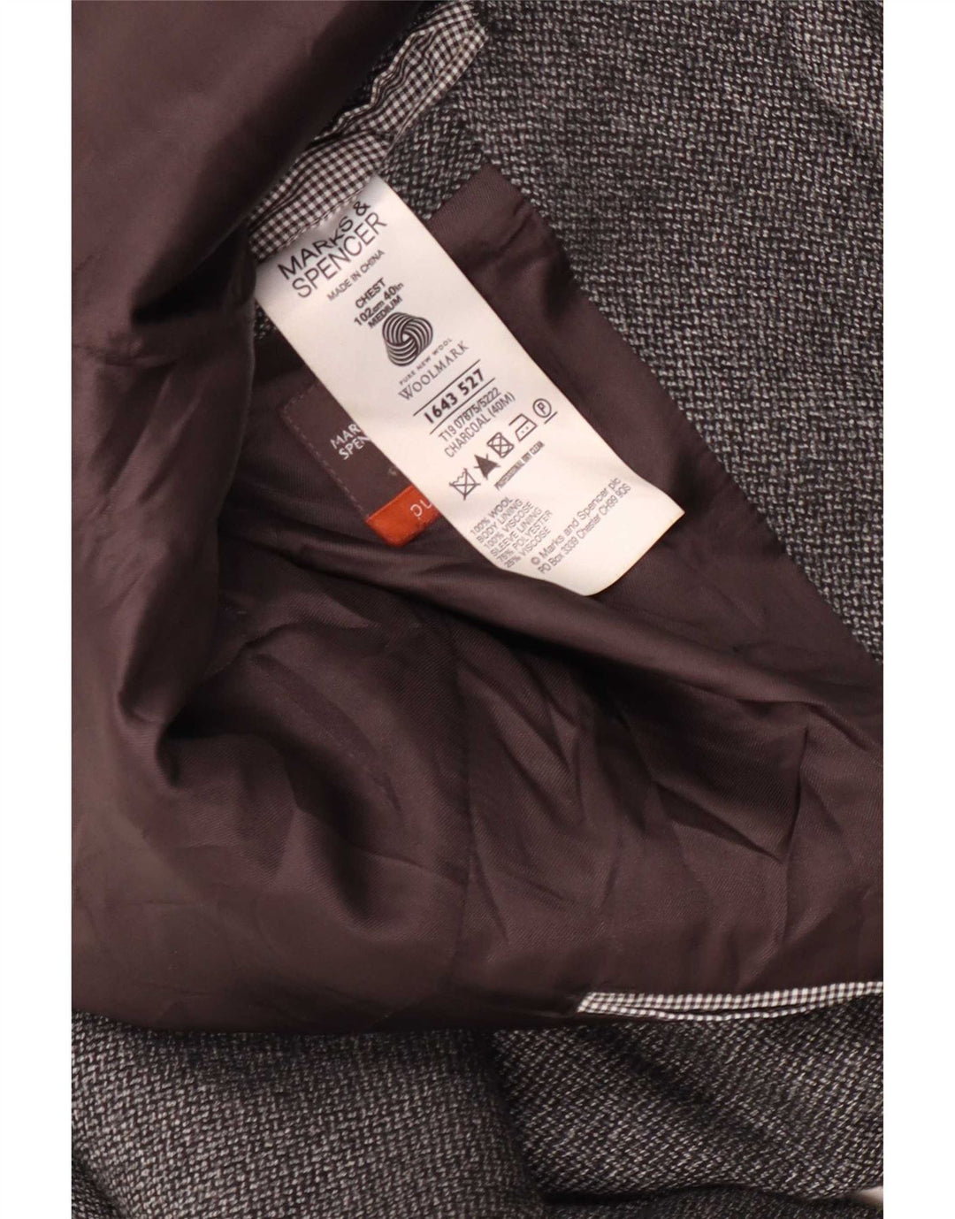 Marks & Spencer Herre 2-knaps blazerjakke UK 40 Medium Grey Uld