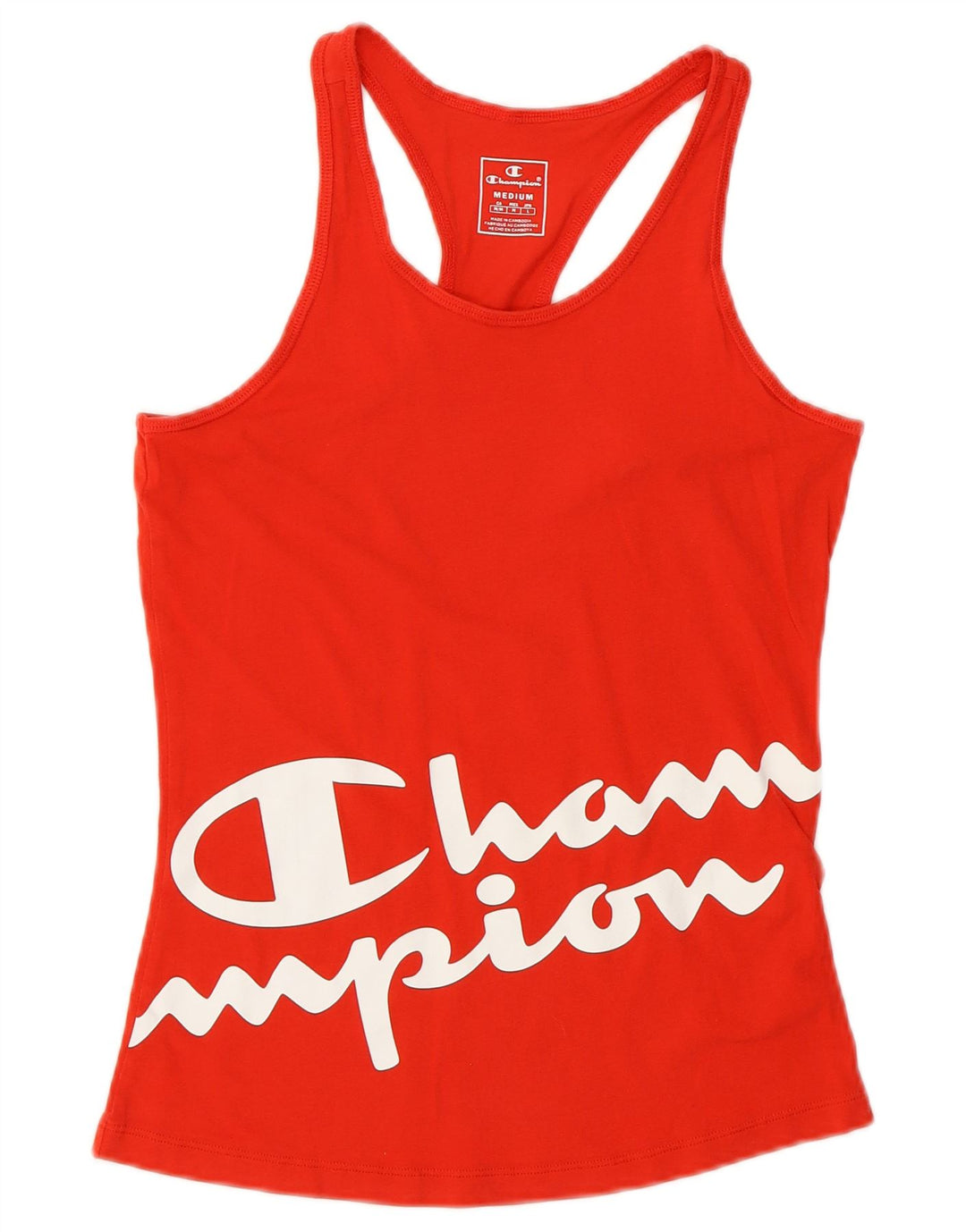 CHAMPION Womens Graphic Vest Top UK 12 Medium Red Cotton