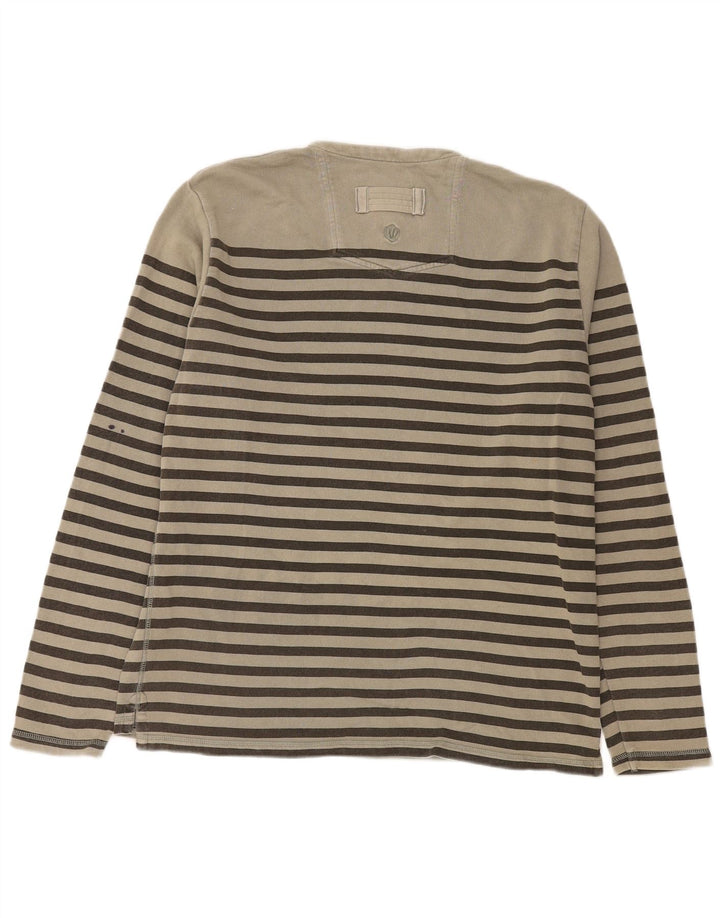 Fat Face Herre Top Langærmet Stor Beige Stribet Bomuld