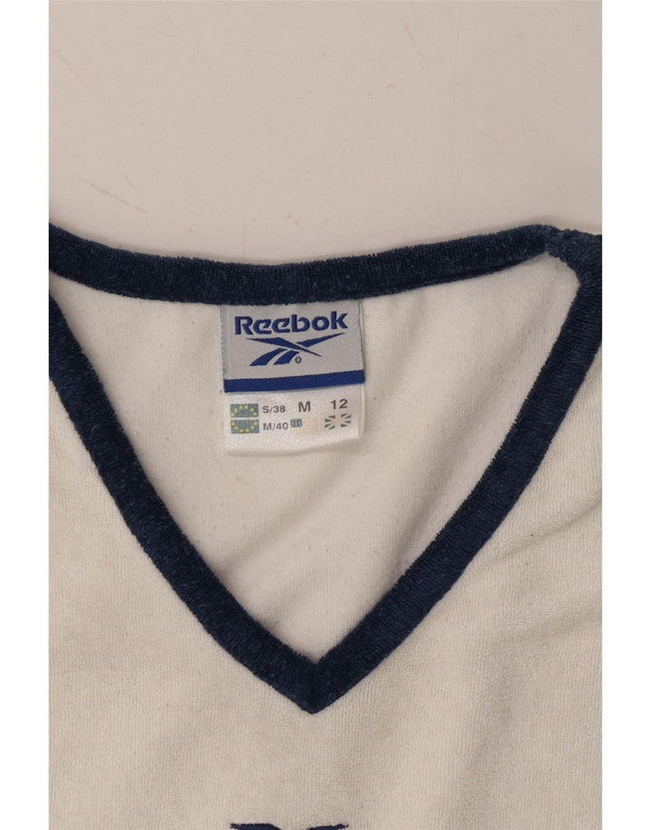 REEBOK Womens T-Shirt Top UK 12 Medium White Cotton Vintage Reebok and Second-Hand Reebok from Messina Hembry 