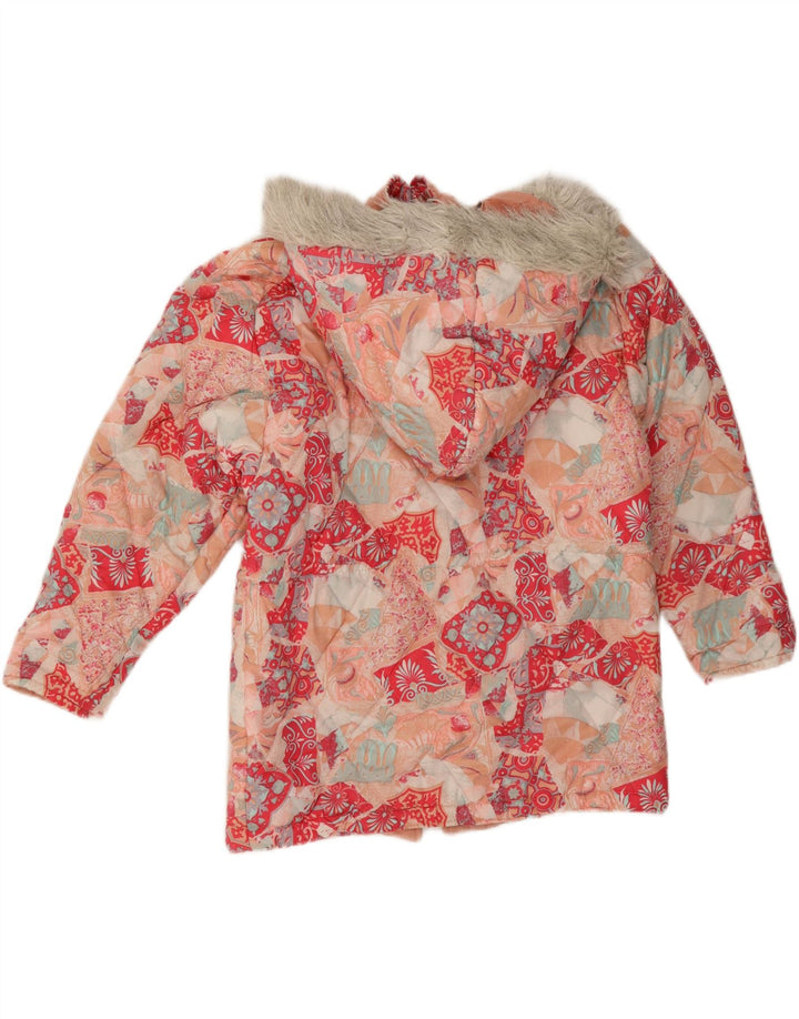 Vintage polstret hættejakke til kvinder EU 40 Medium flerfarvet blomster